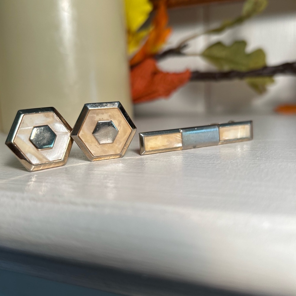 Vintage Swank Cuff Links & Tie Clip - Picture 8 of 12
